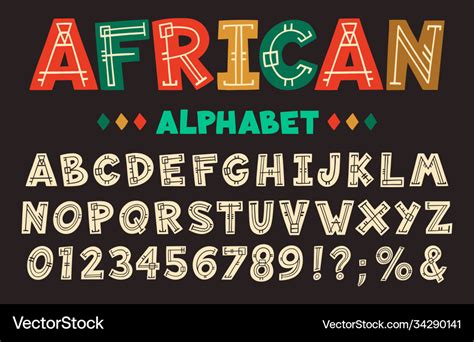 African letters hand drawn ancient tribal font Vector Image