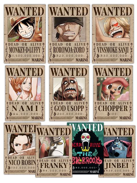 Straw Hat Pirate Crew Wanted Bounty Posters | ComicSense | SenpaiCart