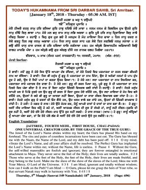 Hukamnama Sahib Pdf - Fill Online, Printable, Fillable, Blank | pdfFiller