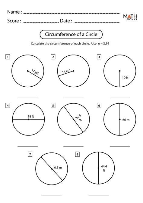 Circumference And Area Of A Circle Worksheet