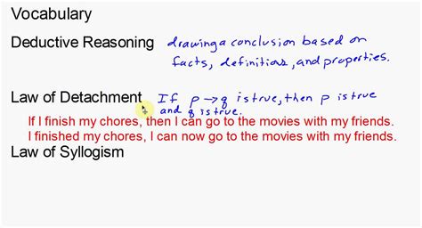 Vocabulary Deductive Reasoning, Law of Detachment, Law of Syllogism ...