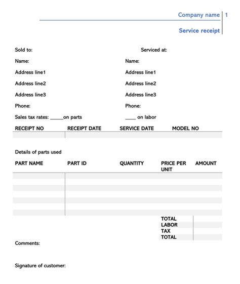 18 Free Service Receipt (Bill) Templates | Word - Excel