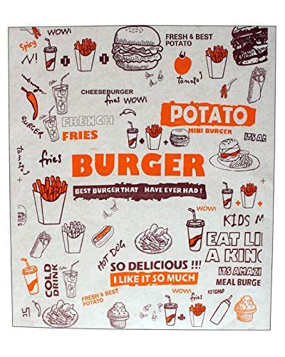 PACA Burger Wrapping Paper Greaseproof Paper for Non-Veg (10x12 Inches ...