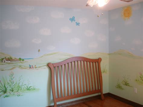 Custom Mural. Baby Room. Farm, fields and wild flowers theme ...