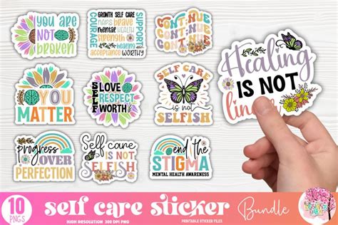 Mental Health Sticker Bundle, Positive Quotes Sticker Bundle