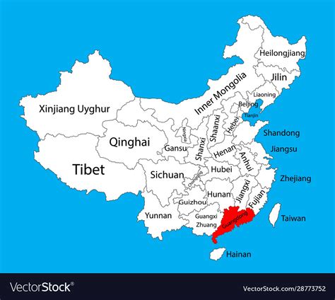 Guangdong province map china map Royalty Free Vector Image