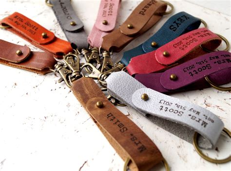 Personalized Leather Keychain CHOOSE YOUR COLOR Custom