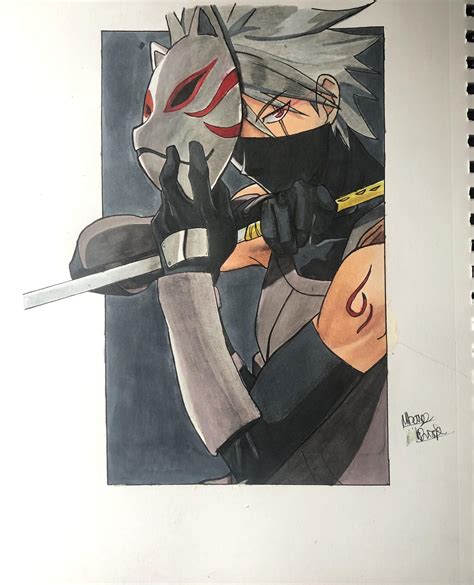 Kakashi anbu drawing , really proud of the colouring of this 🔥🔥 : r/Naruto