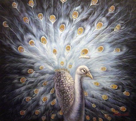 A Magnificent White Peacock Painting by Our Originals Reproduction ...