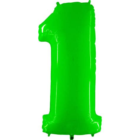 40 in Party Brands Number 1 Neon Lime Green Balloon 11689