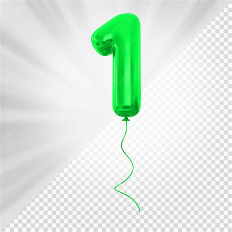 Premium PSD | Green balloon number 1