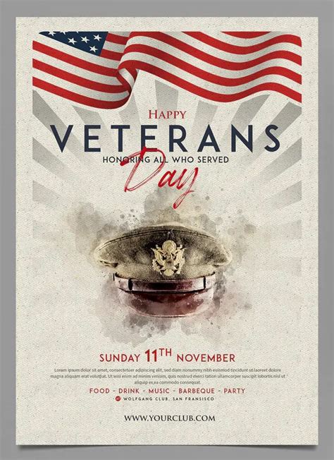 Veterans Day Flyer Template PSD Barbeque Party, Veterans Day, Flyer ...