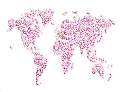 Love Hearts Map of the World Map Art Print 2470 - Etsy