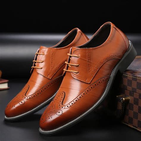 Aliexpress.com : Buy Men Flats Genuine Leather Dress Shoes Brogue ...