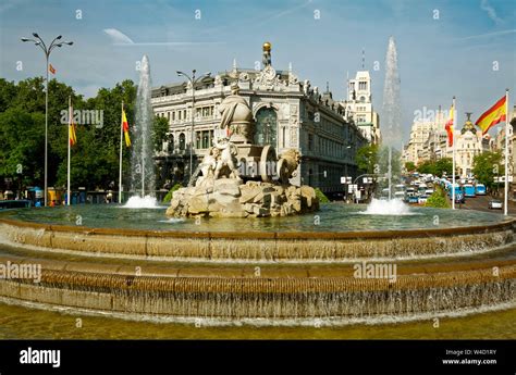 Plaza de Cibeles Fountain, rear view, large circle, iconic symbol, 1782 ...