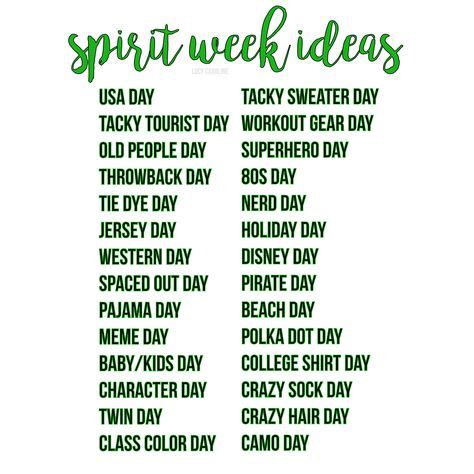 spirit week ideas!!!