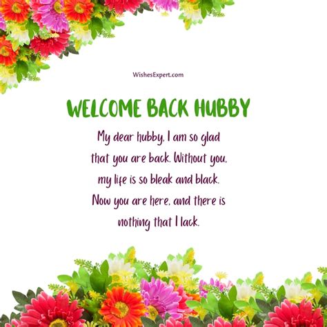 15+ Welcome Back Home Messages for Husband