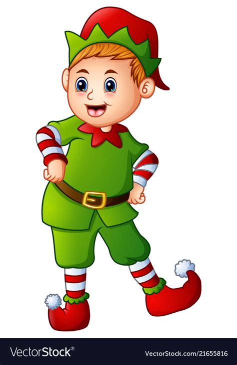 Cartoon christmas elf posing Royalty Free Vector Image