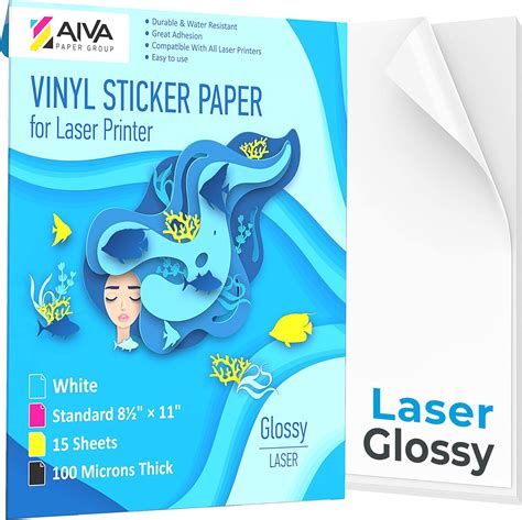 Amazon.com: Printable Vinyl Sticker Paper for Laser Printer - Glossy ...