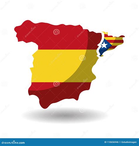 Spain Map and Catalonia Flag Independence Stock Vector - Illustration ...