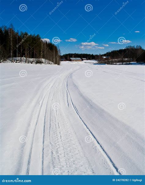 Snowmobile tracks 2 stock photo. Image of finland, tracks - 24278282