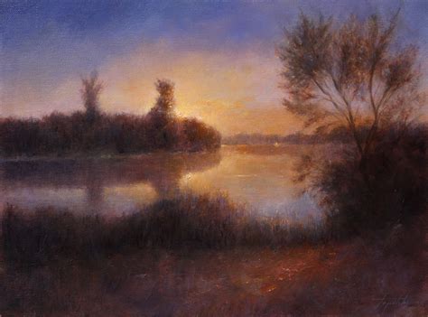 River Sunset - Landscape Oil painting - Fine Arts Gallery - Original ...