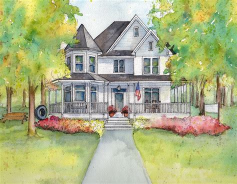 Watercolor House Portrait, Custom Painted by Hand From Your Pictures ...