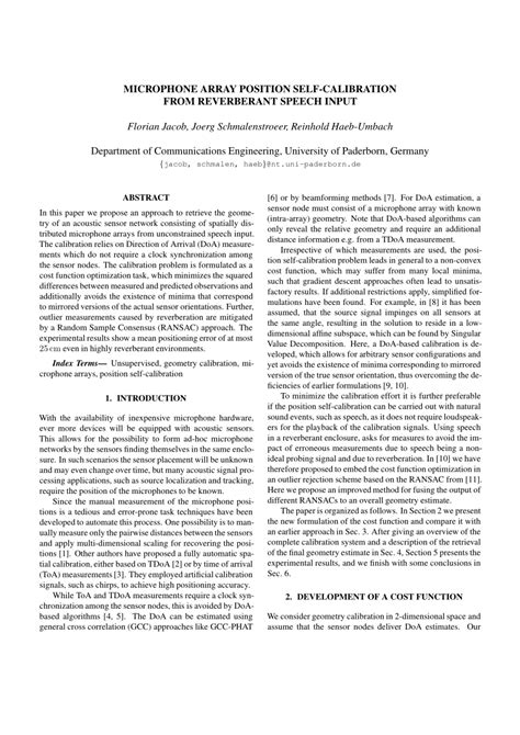 (PDF) Microphone Array Position Self-Calibration from Reverberant ...