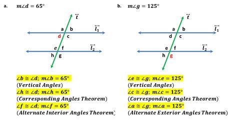 Parallel Lines Cut by a Transversal Sample 1 ⋆ GeometryCoach.com