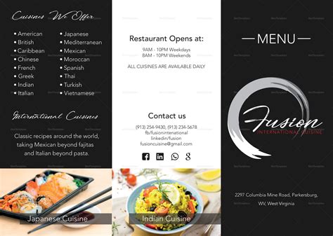 Cuisine Tri-fold Menu Design Template in PSD, Word, Publisher ...