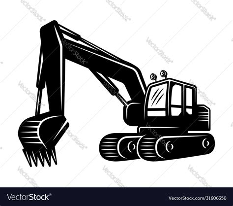 Excavator silhouette object or element Royalty Free Vector