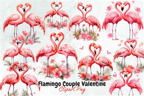 Flamingo Couple Valentine Clipart Graphic by Graftify · Creative Fabrica