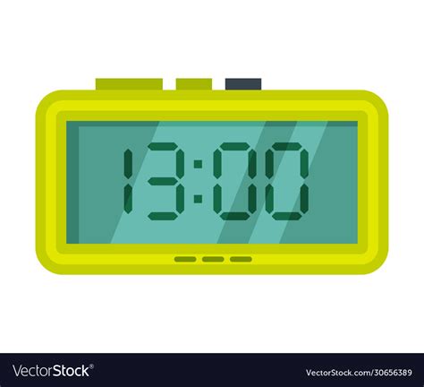 Digital alarm clock green electronic time Vector Image