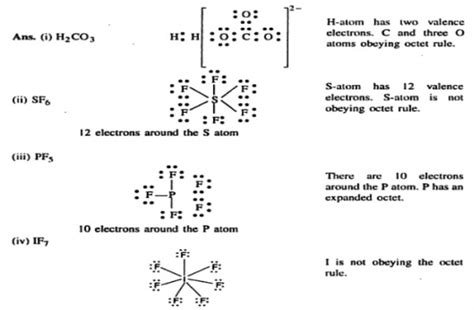 structures for H2CO3, SF6, PF5 and IF7. Is the octet rule obeyed in all ...