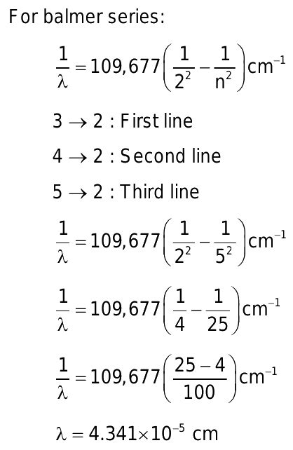 23. The wave length of the third line of the Balmer series for a ...