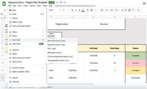 Excel Work Plan Template