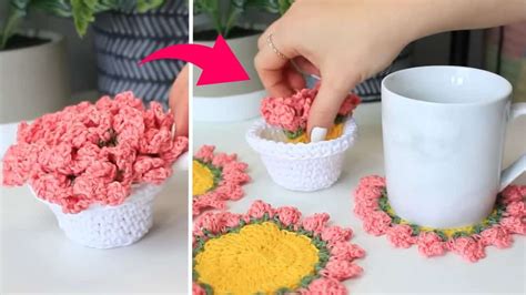 DIY Flower Pot Crochet Coaster