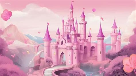 Castle In Pink With A Fairytale Background, Princess Castle Picture ...