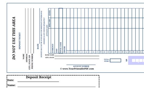 Printable Large Print Bank Deposit Slip - Your Printable PDF | Bank ...