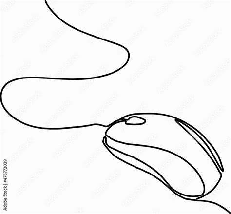 Mouse computer one continuous single line art drawing. Minimal art ...