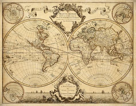 1720 Old World Map,World Map wall art, Historic Map Antique Style map ...