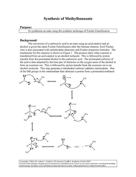 Synthesis of Methyl Benzoate rev2 - Synthesis of Methylbenzoate Purpose ...