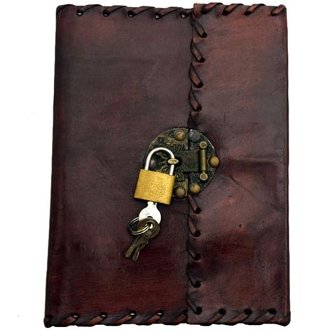 Leather Journal Stitched with Lock and Key 5x7 - The Zen Shop