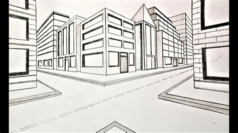 How to draw a city street in 2 point perspective - YouTube | 2 point ...