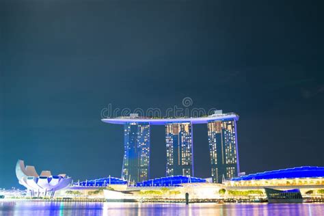 Night View of Marina Bay Sands Resort Hotel Stock Photo - Image of ...