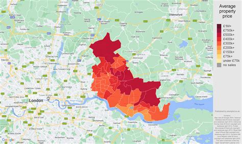 Romford house prices in maps and graphs.