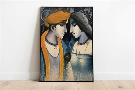 Radha Krishna Painting, Modern Indian Art Home Decor, Hindu Paintings ...