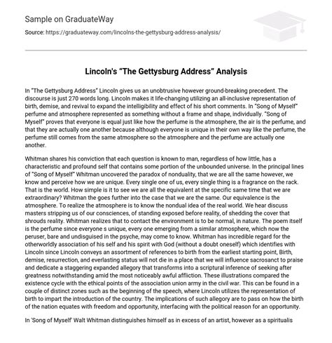 ⇉Lincoln's “The Gettysburg Address” Analysis Essay Example | GraduateWay