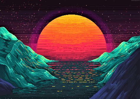 Wallpaper Retrowave, sunset, orange, 4K, Art Wallpaper Download - High ...