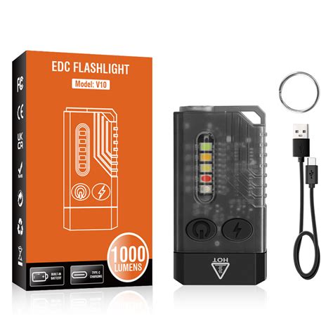 Boruit V10 High Power 1000 Lumens EDC Flashlight Uv Light Mini ...